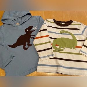 Gymboree Toddler Boy Long Sleeve Shirts Size 2T Dinosaurs Lot Of Two, GUC.